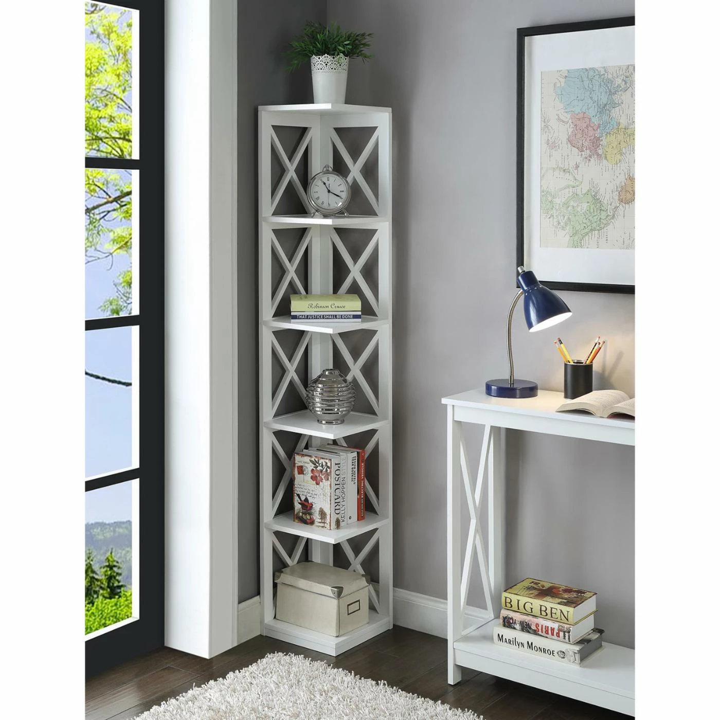 New β Convenience Concepts Oxford 5 Tier Corner Bookcase π€© - Image 4
