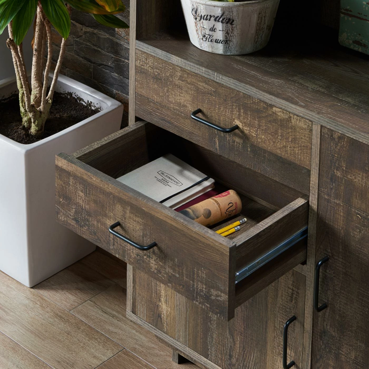Outlet π― Standard HN Home Durant Modern Farmhouse Bookcase With Cabinets π― - Image 4