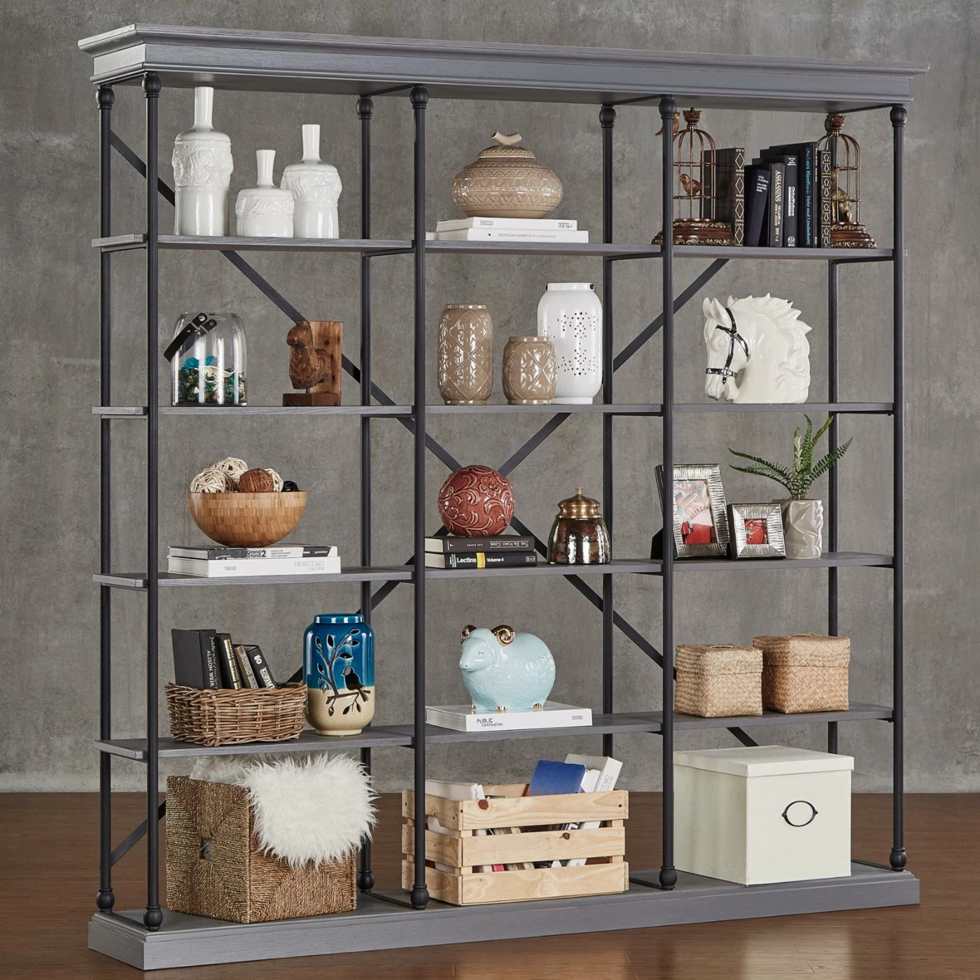 Discount π₯ Decorative Weston Home Oak Driftwood Shelving Bookcase π - Image 4