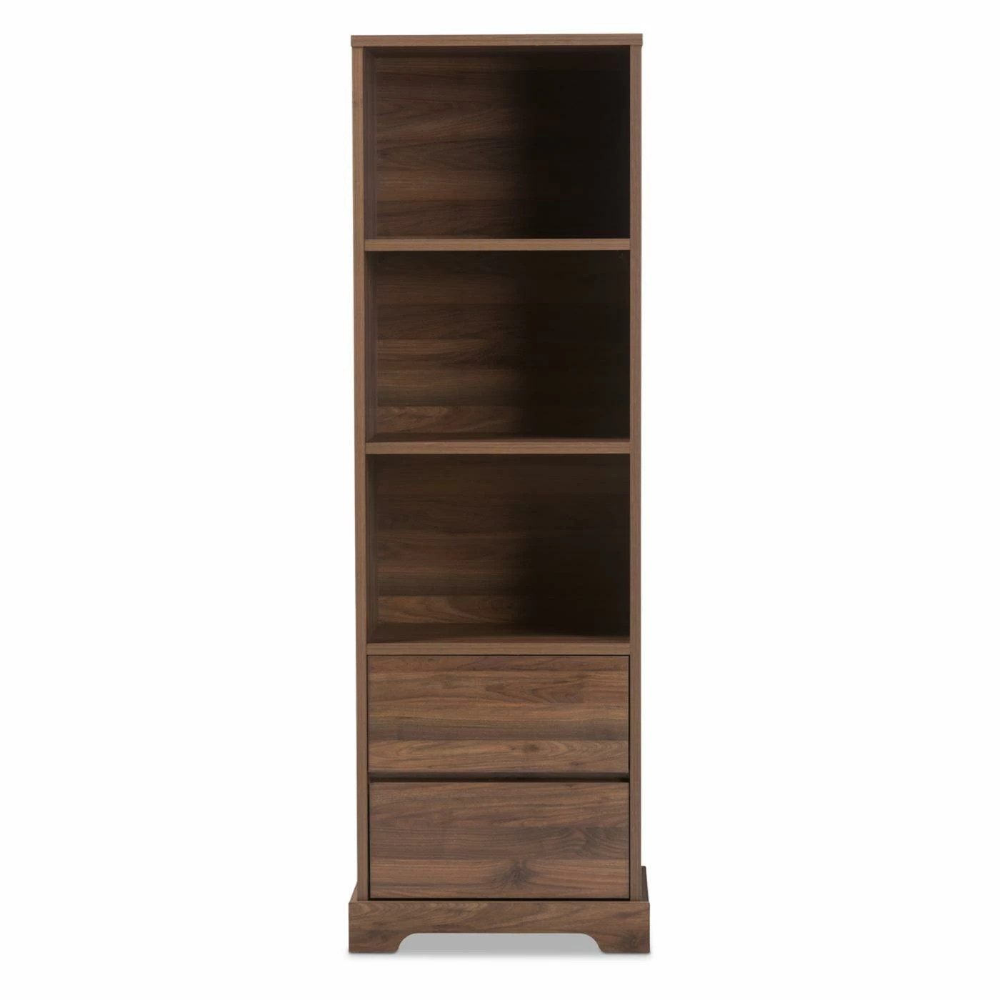 Hot Sale π― Standard HN Home Tacoma Transitional Walnut Brown Finished Wood 2 Drawer Bookcase π₯ - Image 4