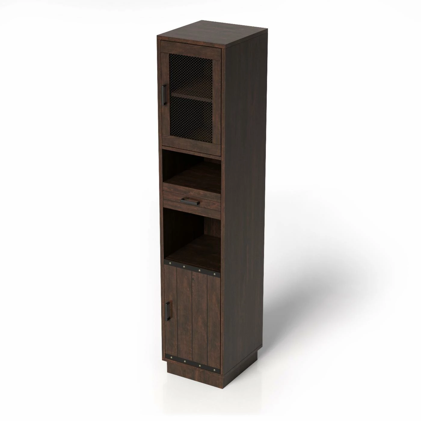 Best Pirce π Standard Furniture Of America Ellis Industrial Rustic Multimedia Storage Tower Shelf - Vintage Walnut π - Image 6