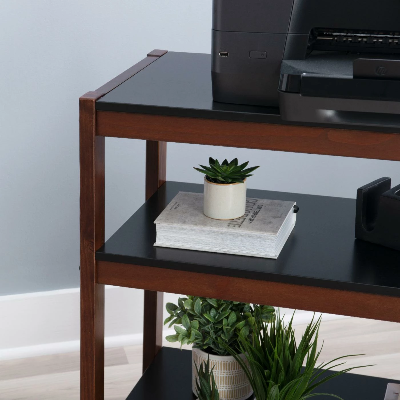 Deals π Standard Linon Charles 3-Shelf Bookcase - Black/Walnut π― - Image 6