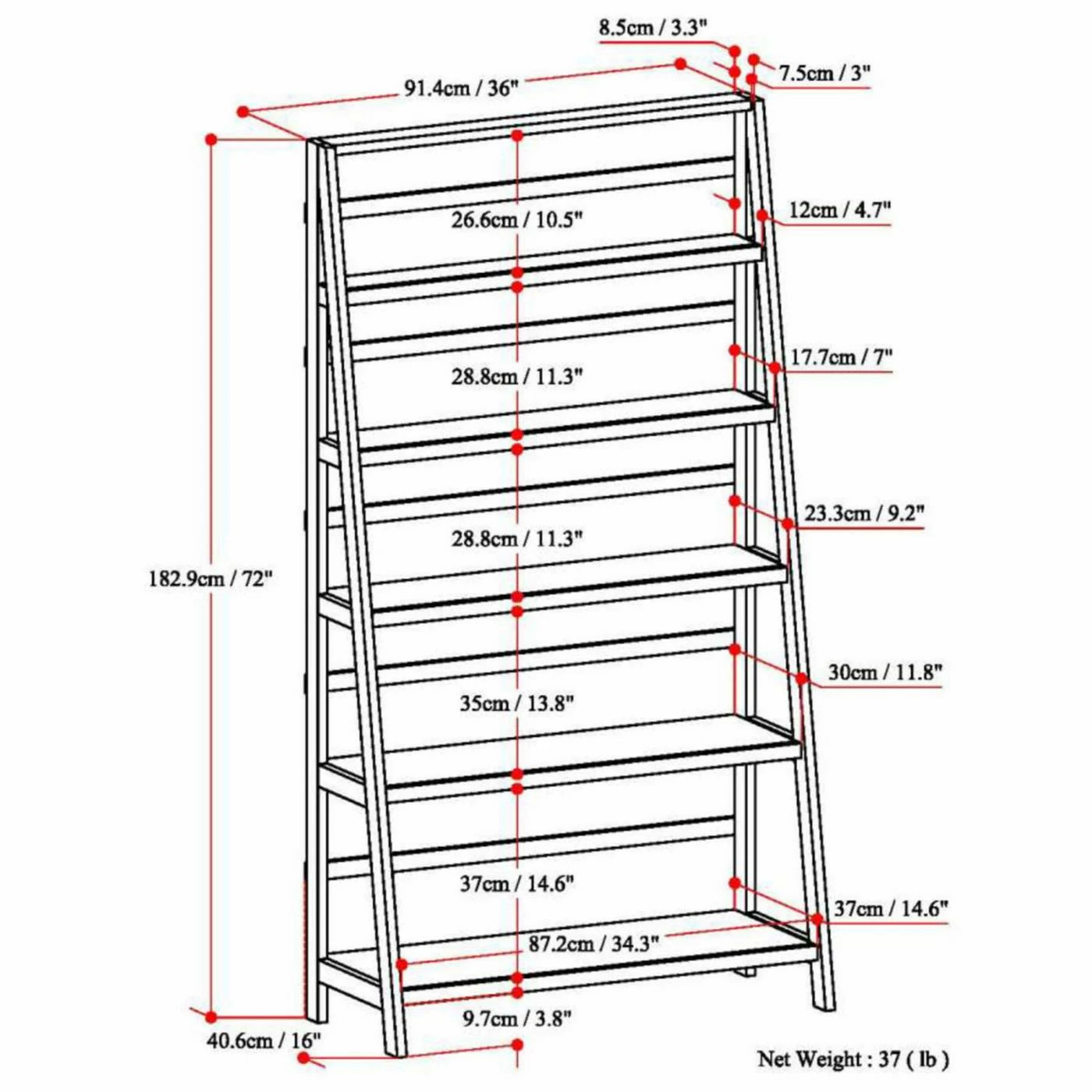 Buy ⌛ Brooklyn & Max Leaning & Ladder Brooklyn + Max Brunswick 36 In. Solid Wood Ladder Bookcase - Brunette 🎉 - Image 6