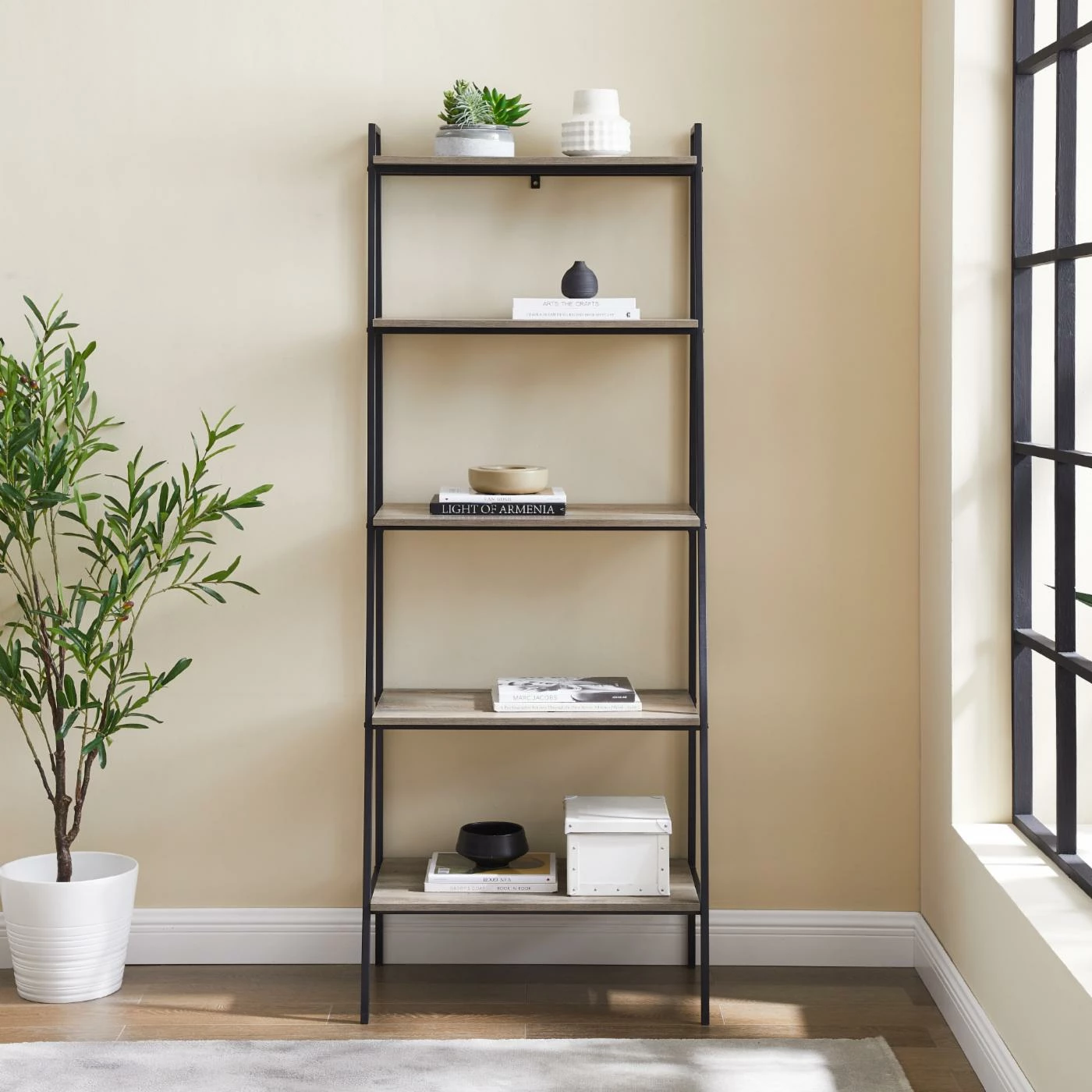 Cheap π Leaning & Ladder Manor Park Urban Industrial Ladder Bookcase π₯° - Image 6