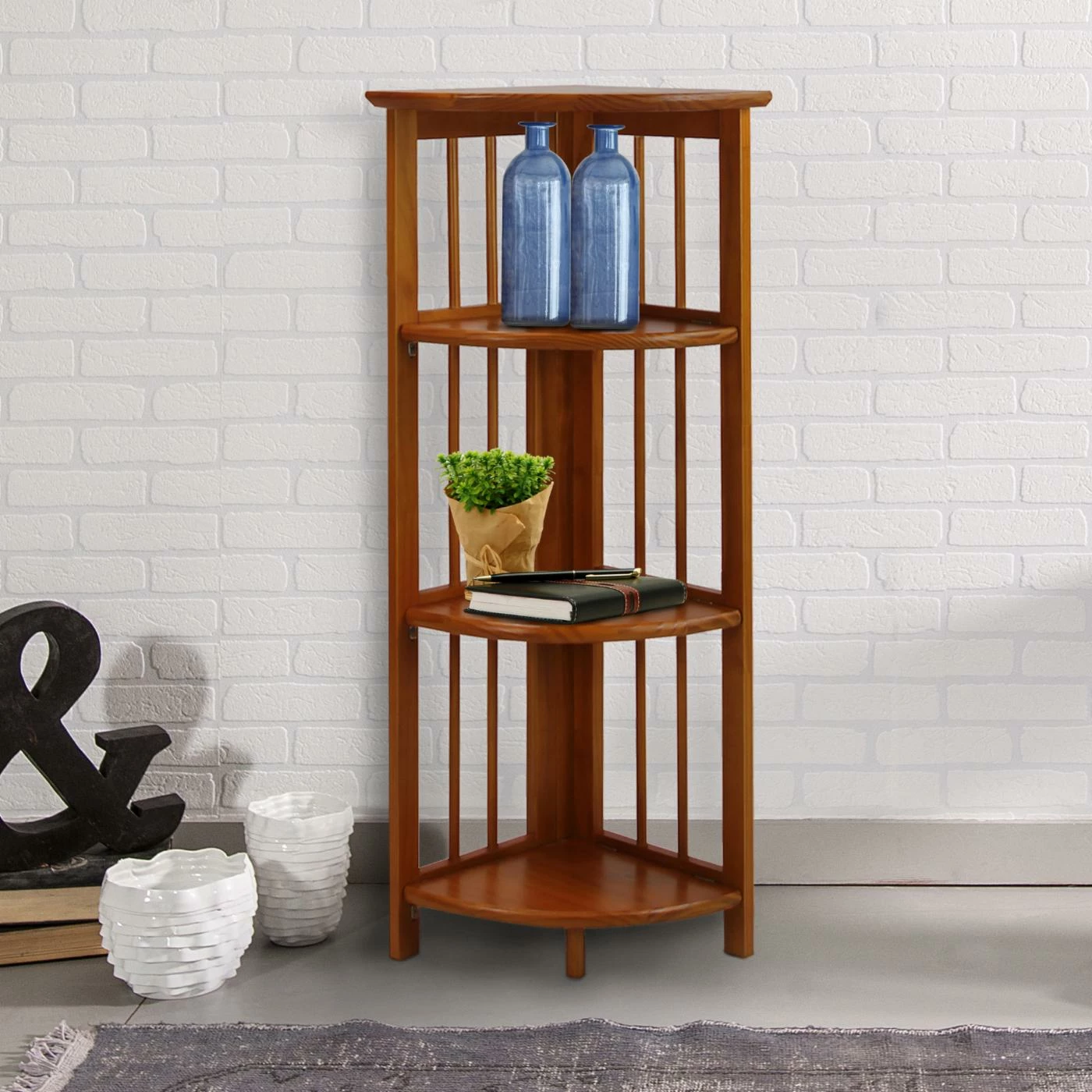 Wholesale π Yu Shan 4 Tier Corner Folding Bookcase - Honey Oak π₯° - Image 6