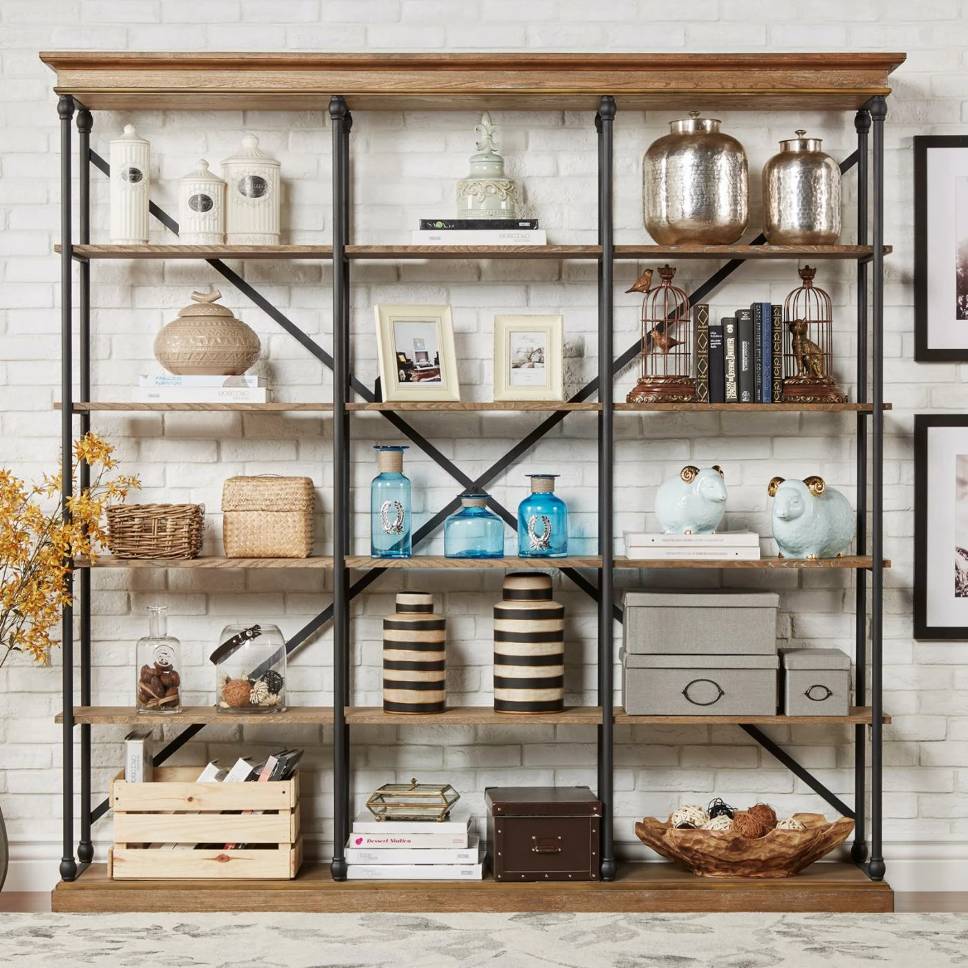 Discount π₯ Decorative Weston Home Oak Driftwood Shelving Bookcase π - Image 7