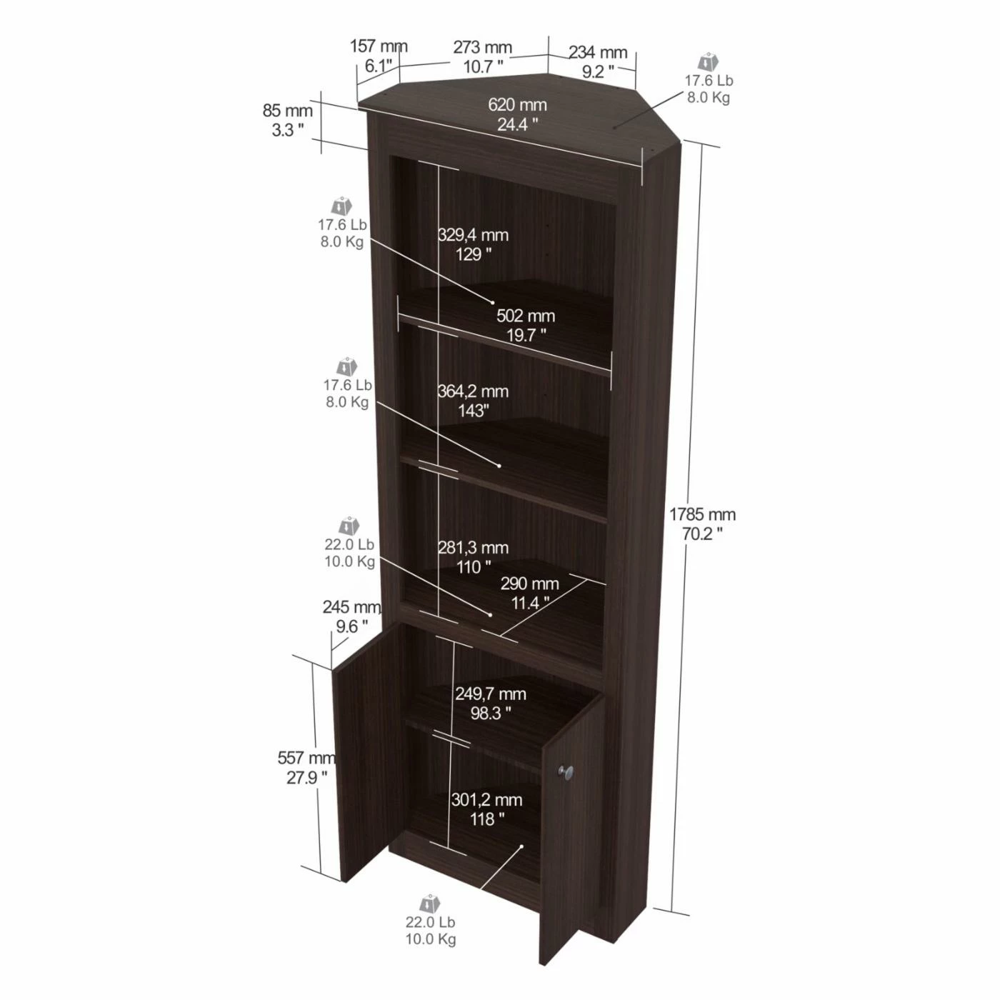 Wholesale 🔔 Inval 2 Door Corner Bookcase 🔥 - Image 7