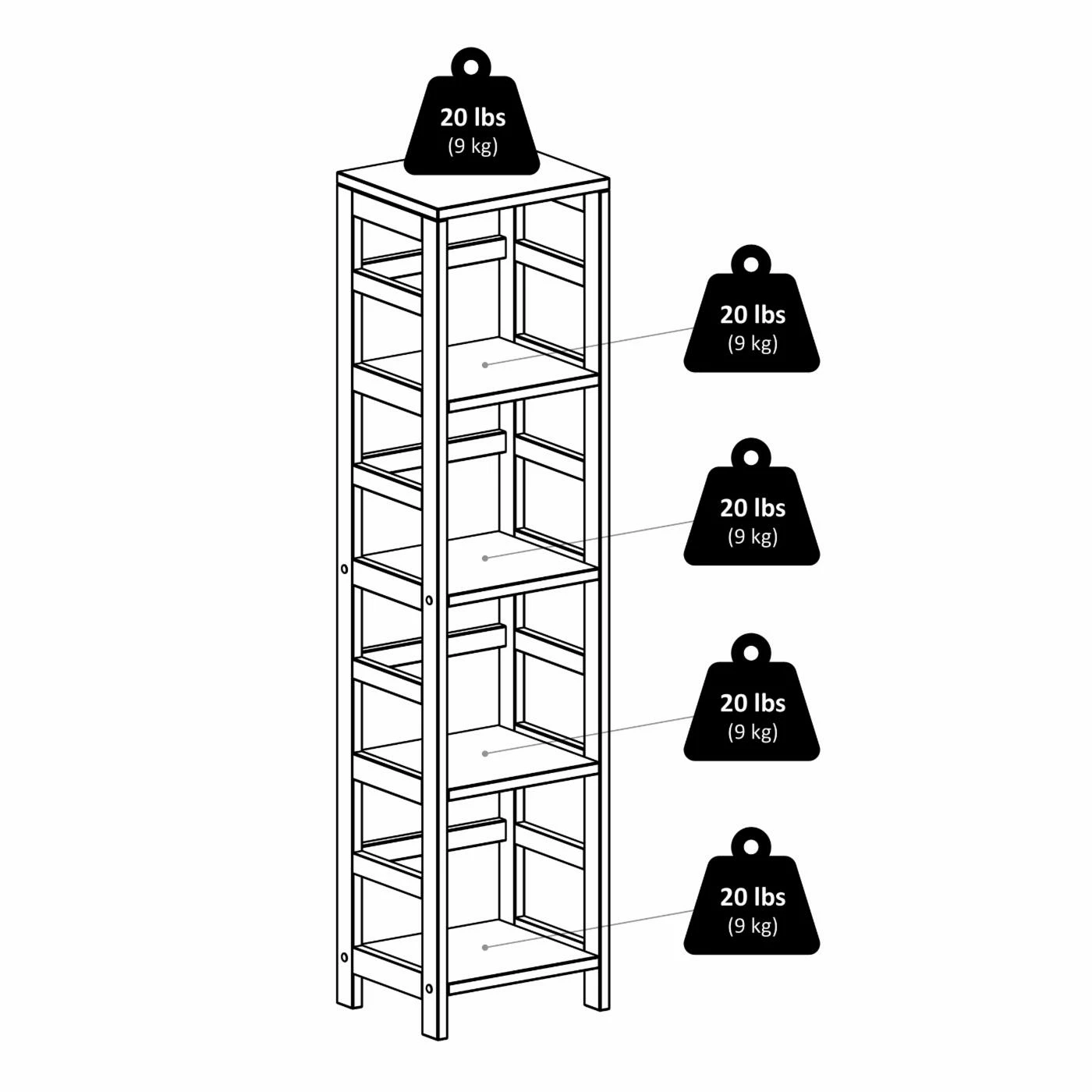 New π Standard Winsome Leo 4-Tier Narrow Wood Bookcase π - Image 8