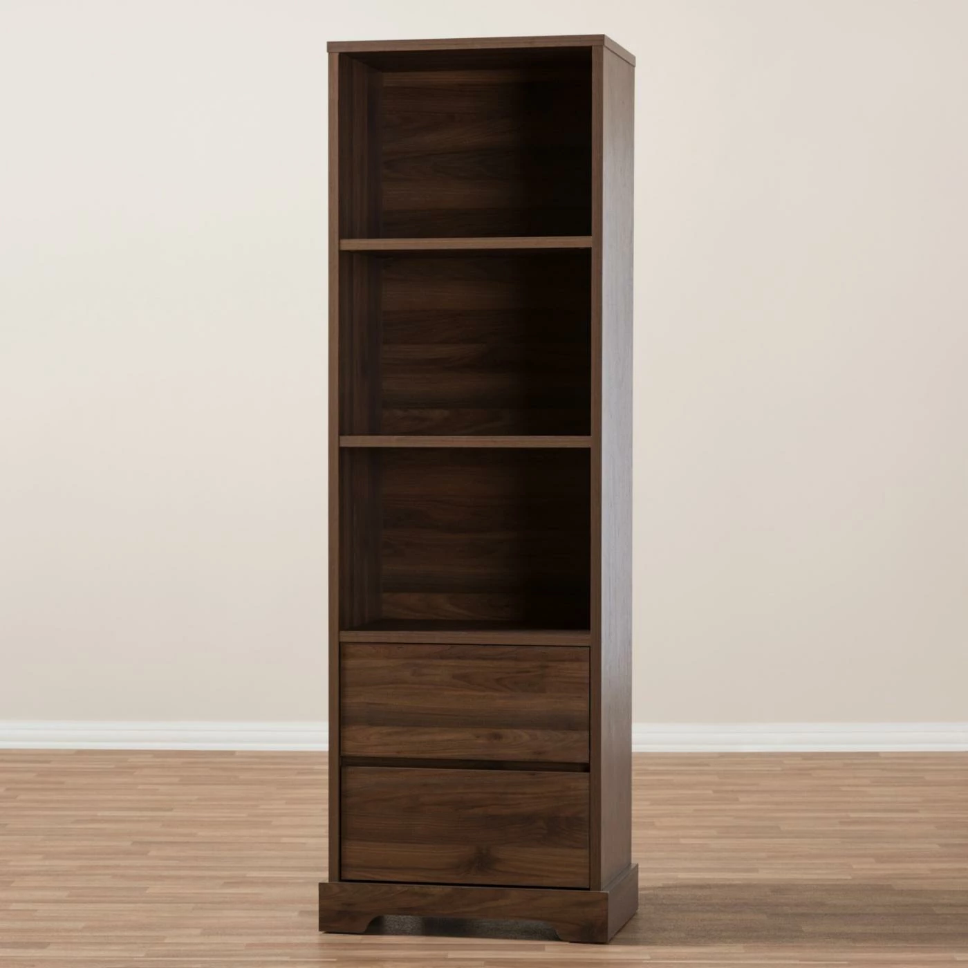 Hot Sale π― Standard HN Home Tacoma Transitional Walnut Brown Finished Wood 2 Drawer Bookcase π₯ - Image 9