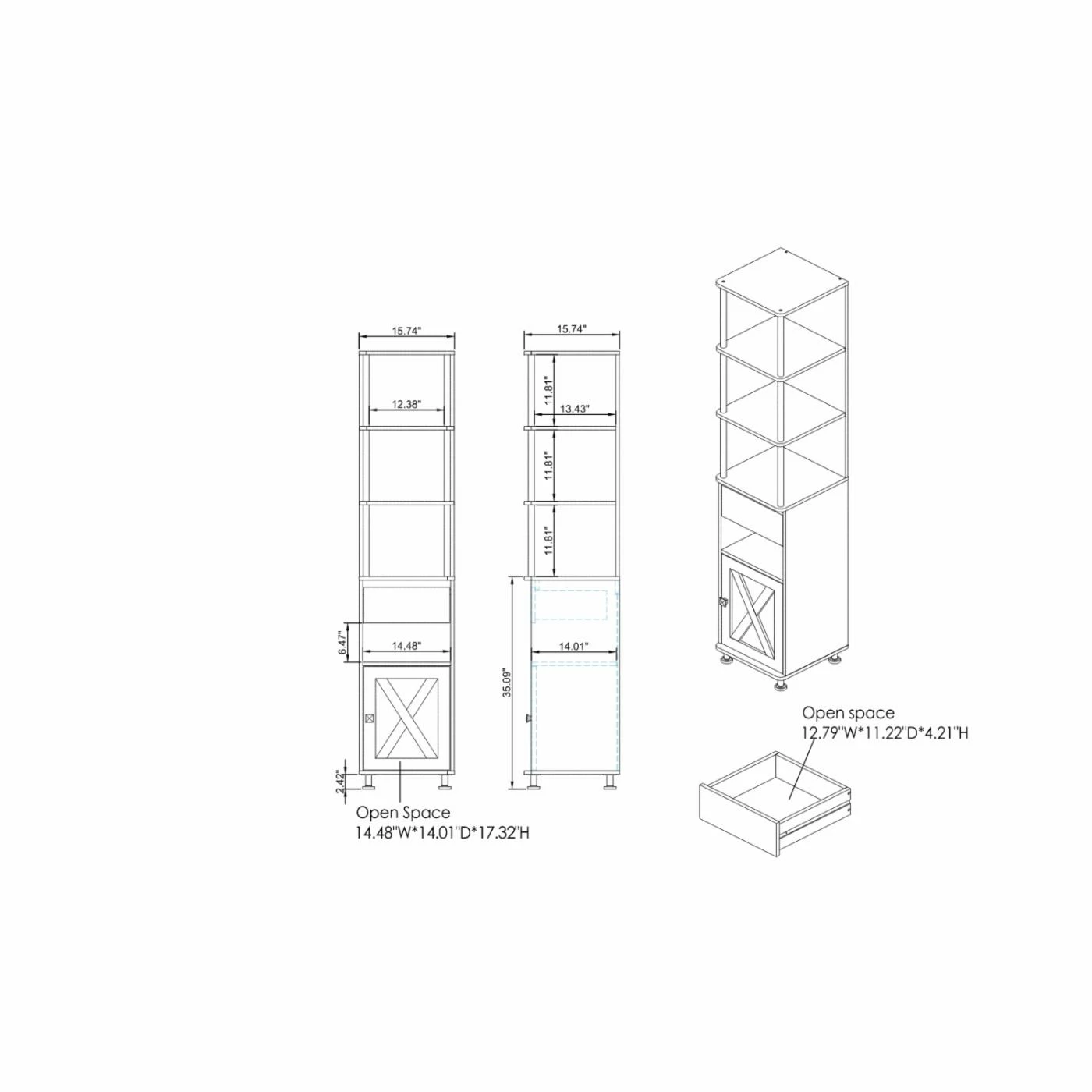 Outlet π Library & Wall Furniture Of America Valmy 72 In. Bookcase Tower β¨ - Image 10