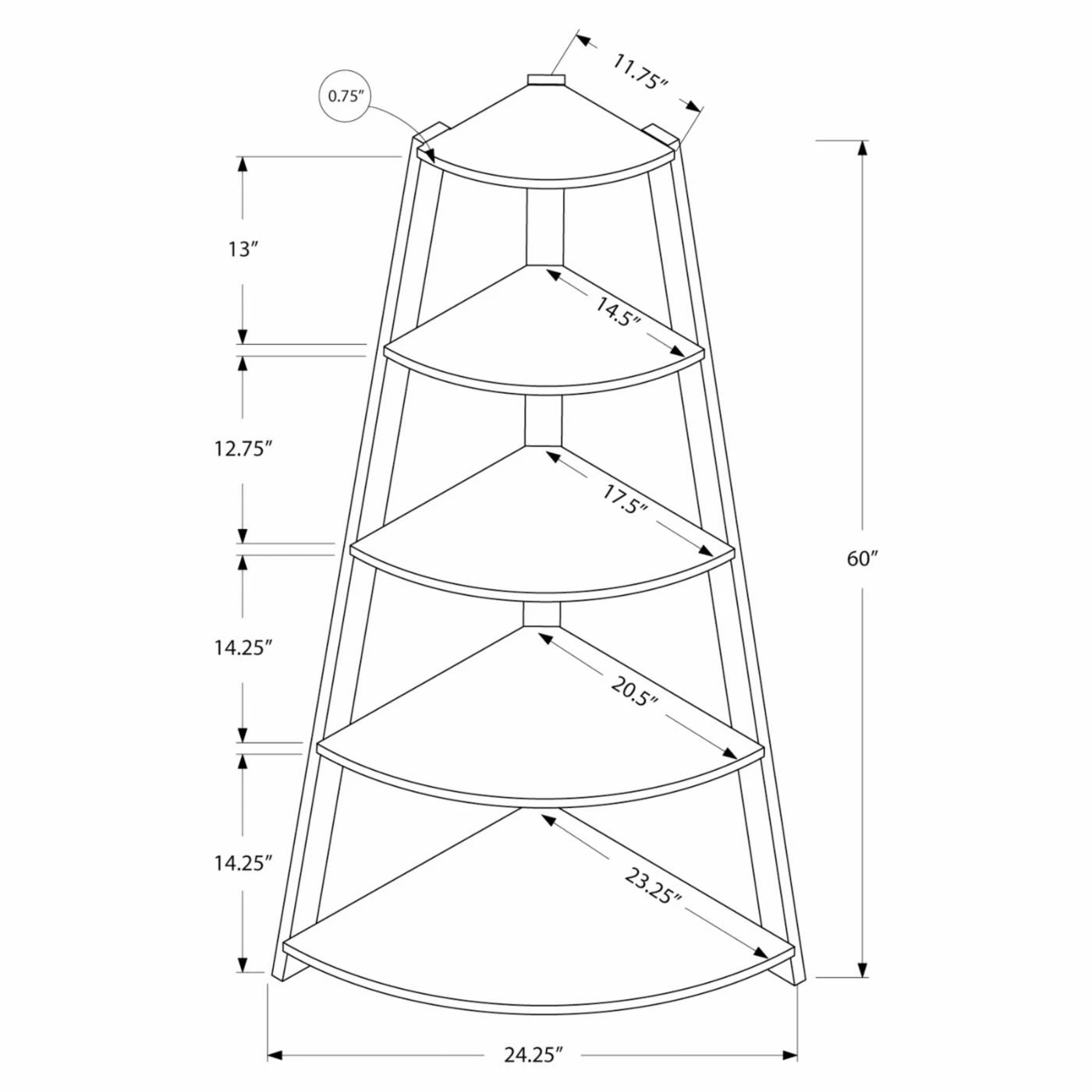 Buy π Monarch Specialties 60 In. Corner Bookcase π― - Image 2