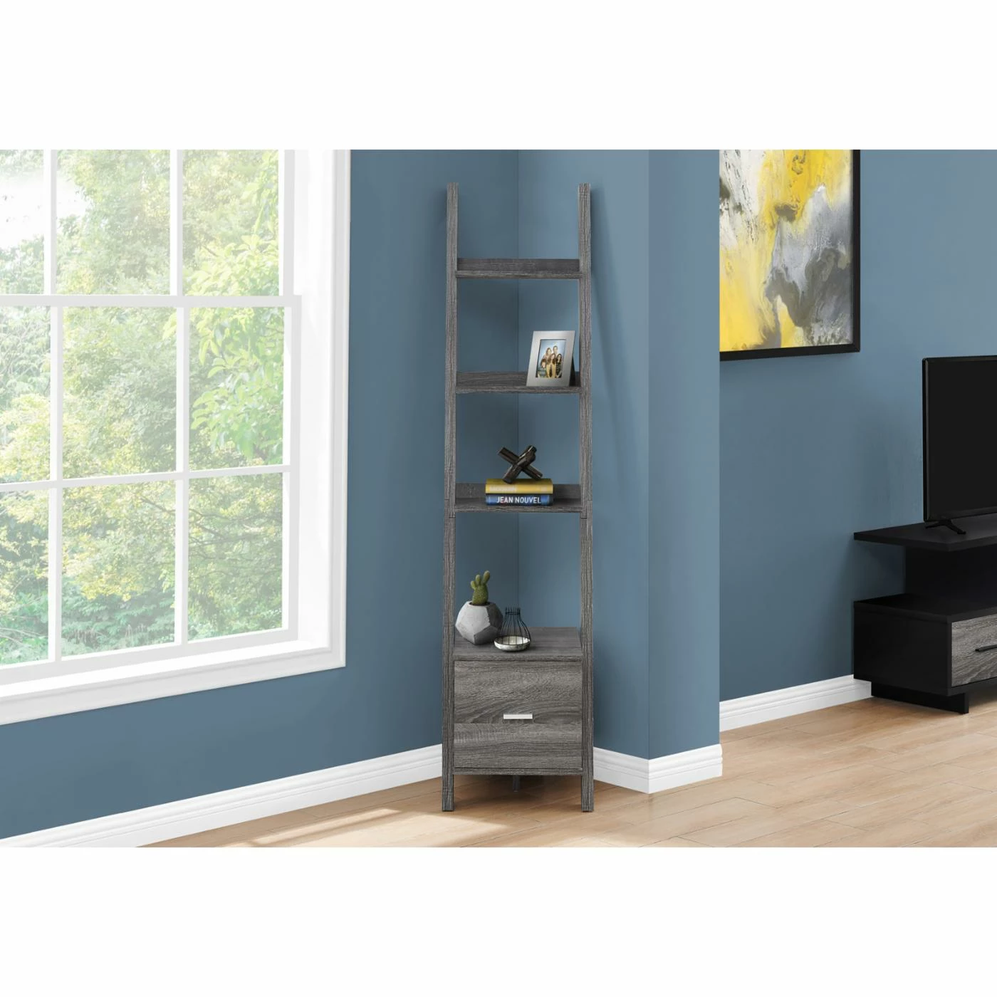 Best Pirce π Leaning & Ladder Monarch Specialties Rustic Contemporary Ladder Bookcase π― - Image 10