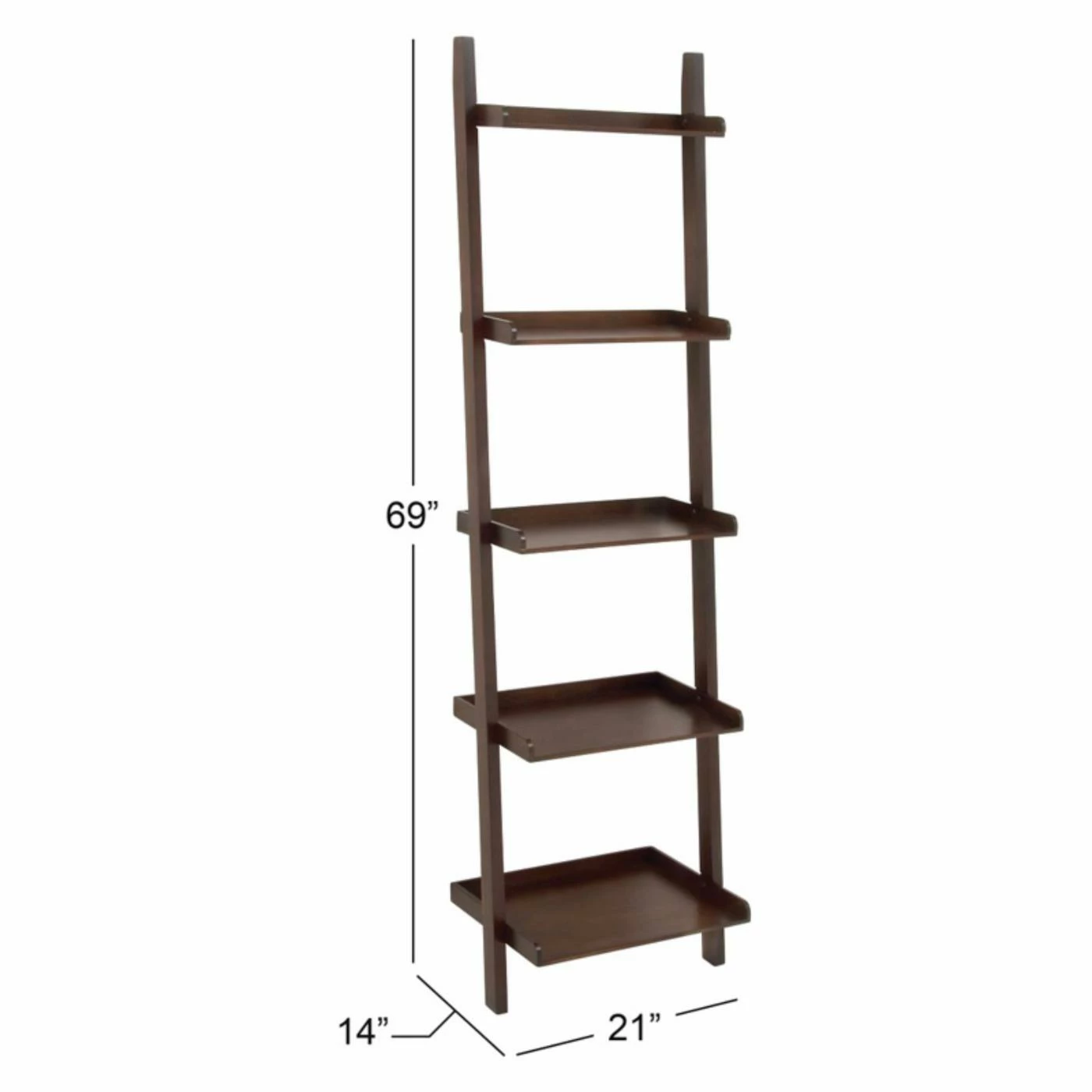 New π Leaning & Ladder DecMode Wood Leaning Shelf - 21W X 69H In. π - Image 3