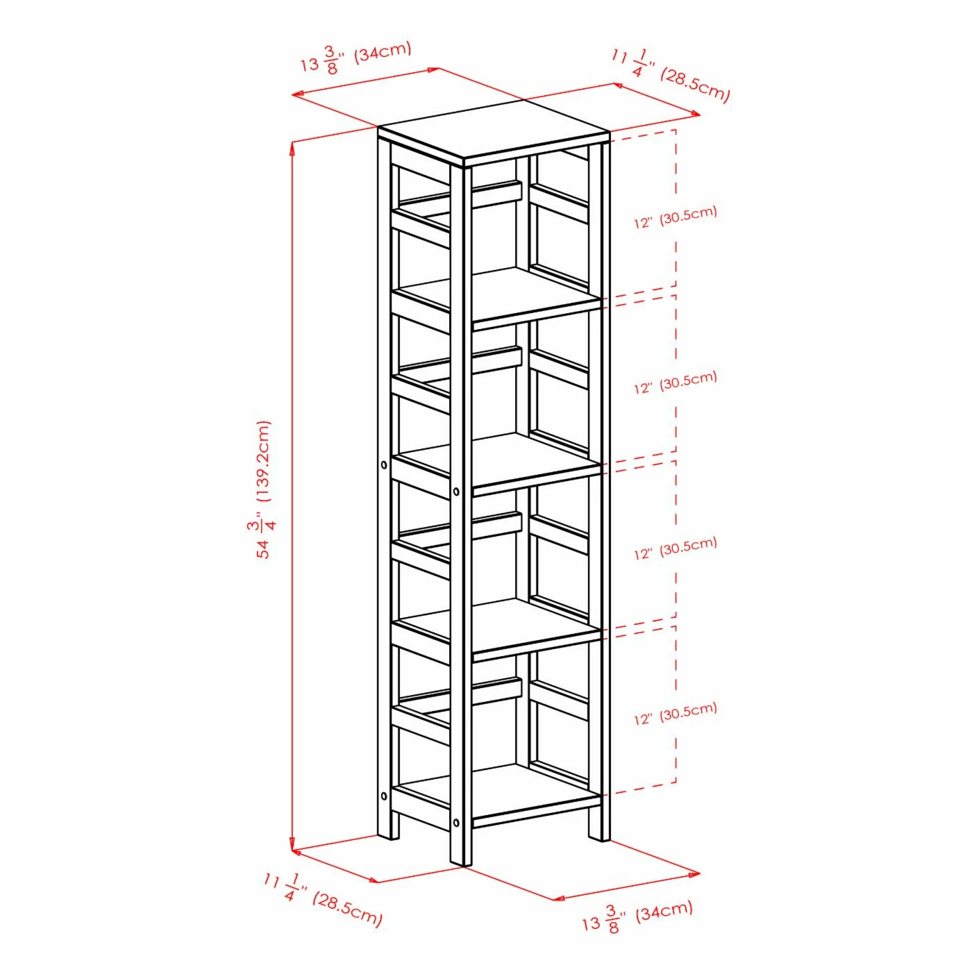 New π Standard Winsome Leo 4-Tier Narrow Wood Bookcase π - Image 9