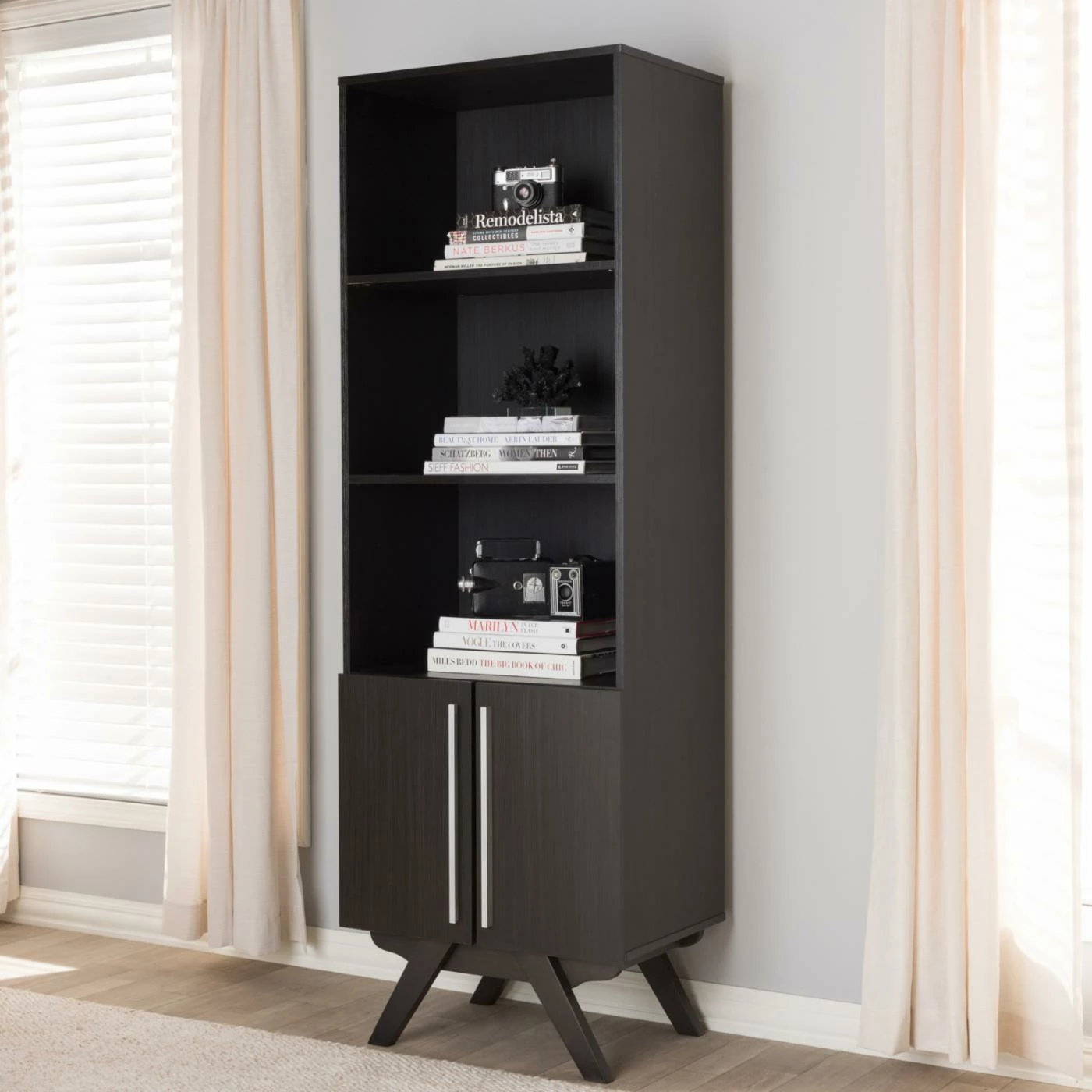 Hot Sale β€οΈ Decorative Baxton Studio Ashfield Mid-Century Modern Wood Bookcase π₯ - Image 10