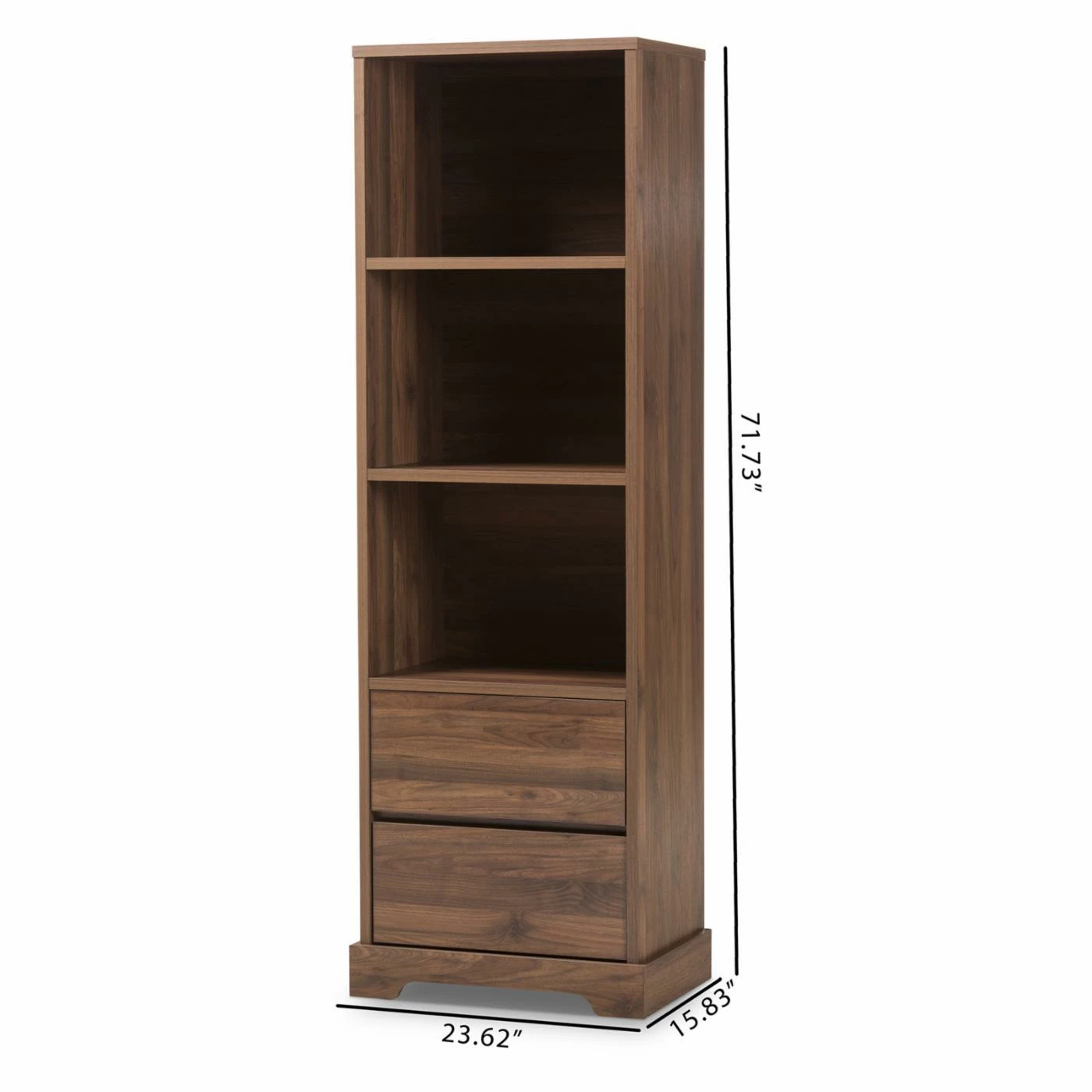 Hot Sale π― Standard HN Home Tacoma Transitional Walnut Brown Finished Wood 2 Drawer Bookcase π₯ - Image 10