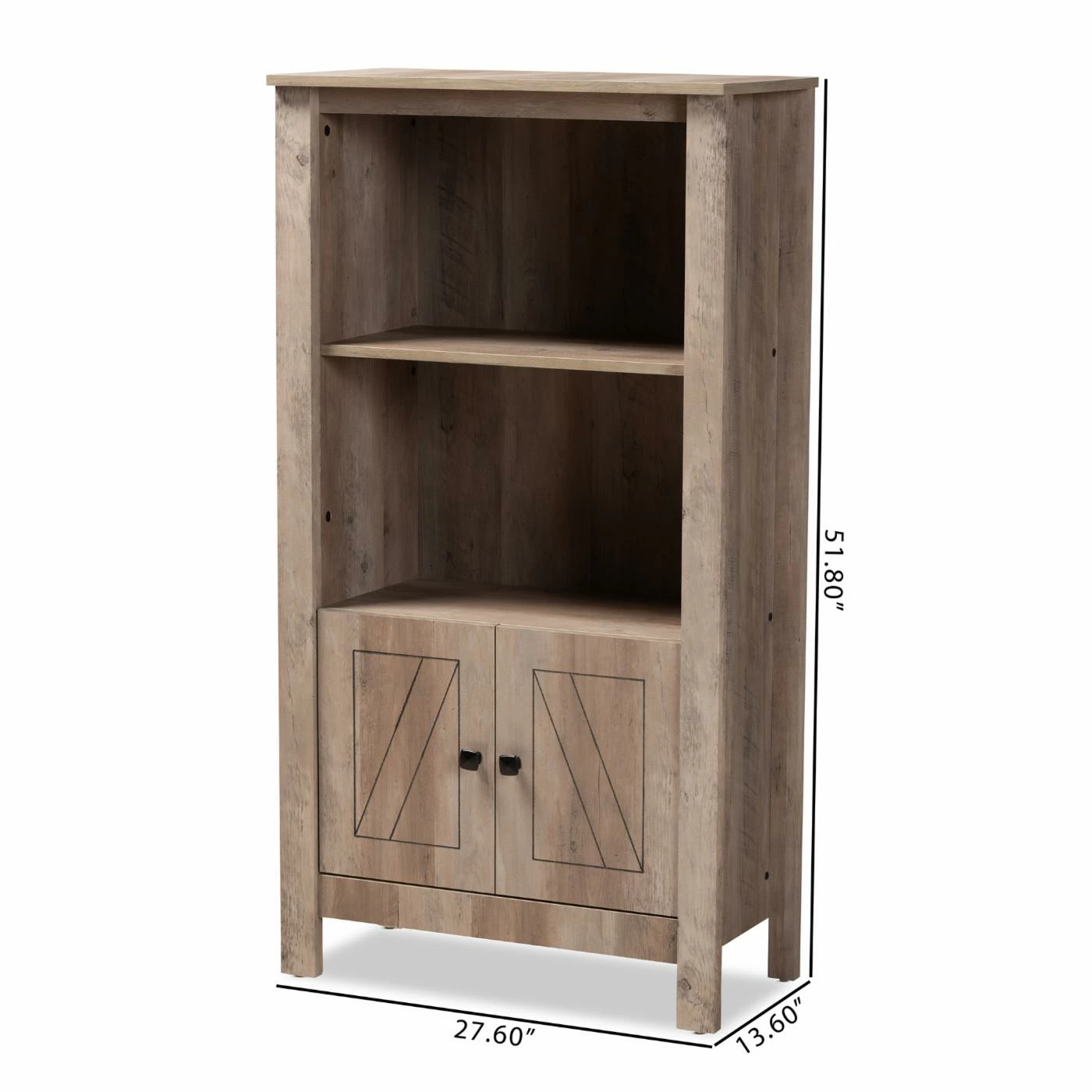 Outlet π Baxton Studio Derek Transitional Decorative Bookcase With Doors - Natural Oak π - Image 10