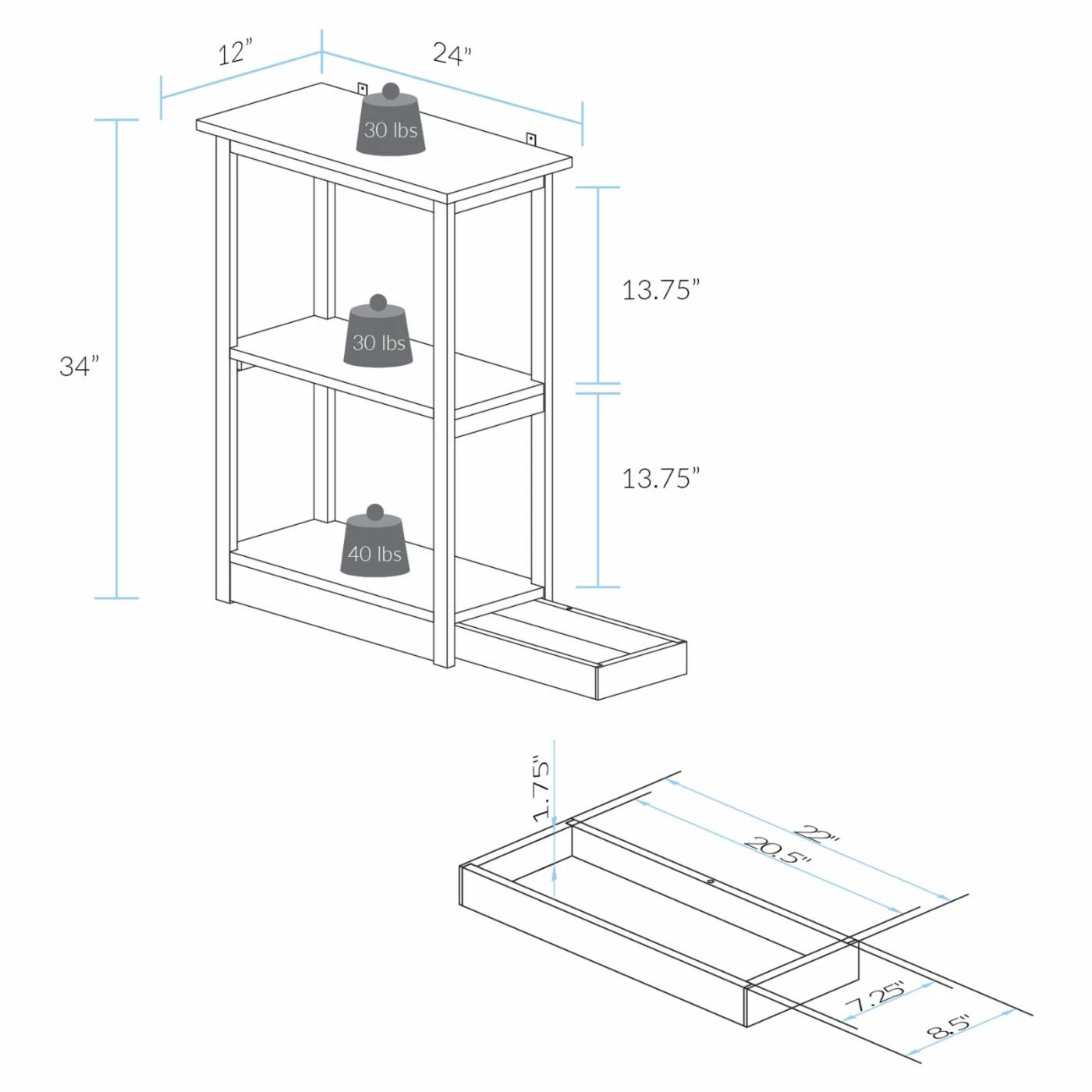 Best deal 𧨠Standard Casual Home Adams 3-Shelf Bookcase With Concealed Sliding Track β€οΈ - Image 10