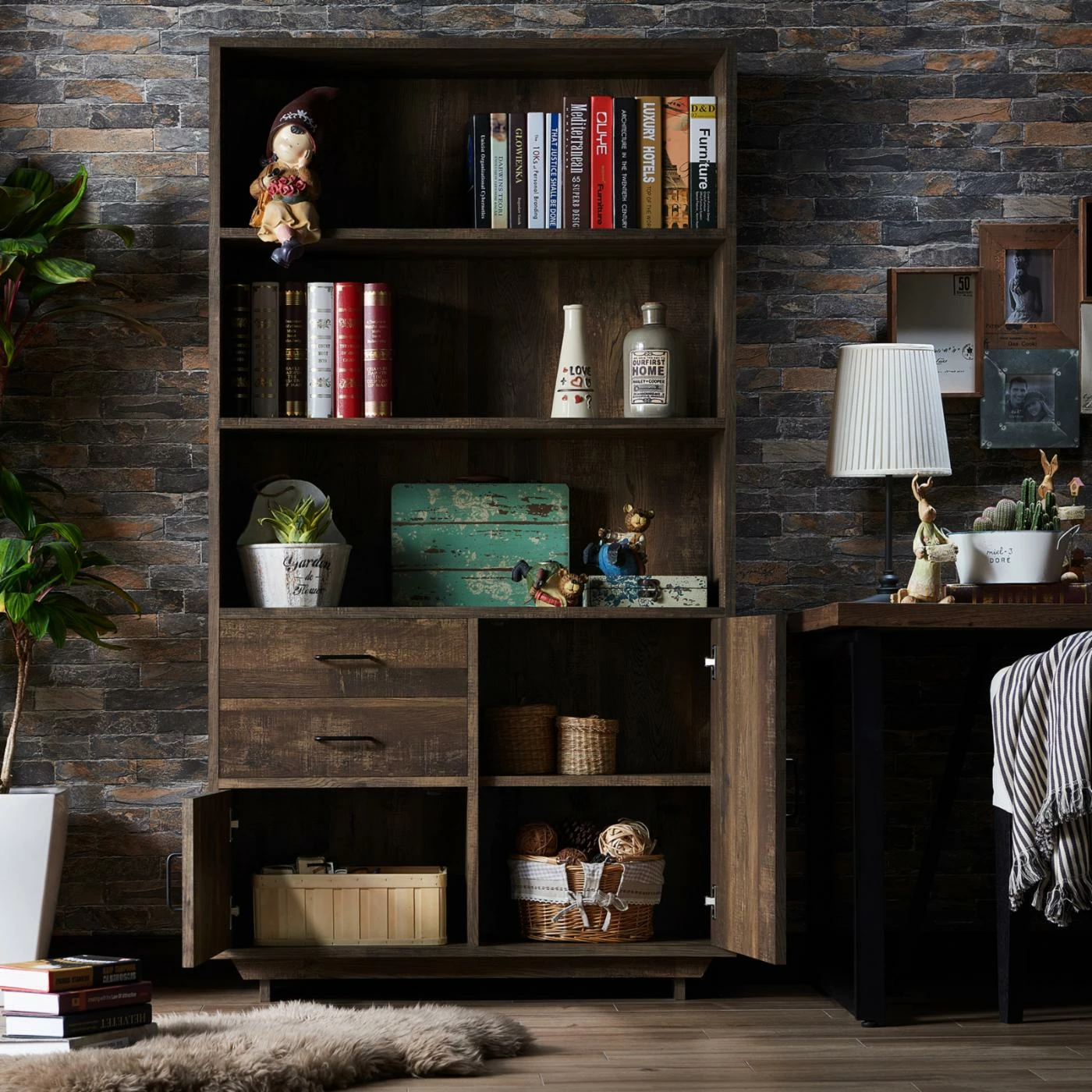 Outlet π― Standard HN Home Durant Modern Farmhouse Bookcase With Cabinets π― - Image 3