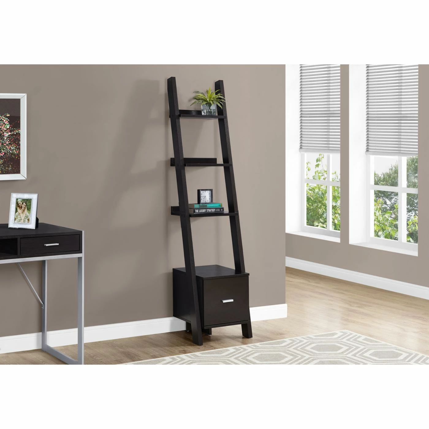 Best Pirce π Leaning & Ladder Monarch Specialties Rustic Contemporary Ladder Bookcase π― - Image 3
