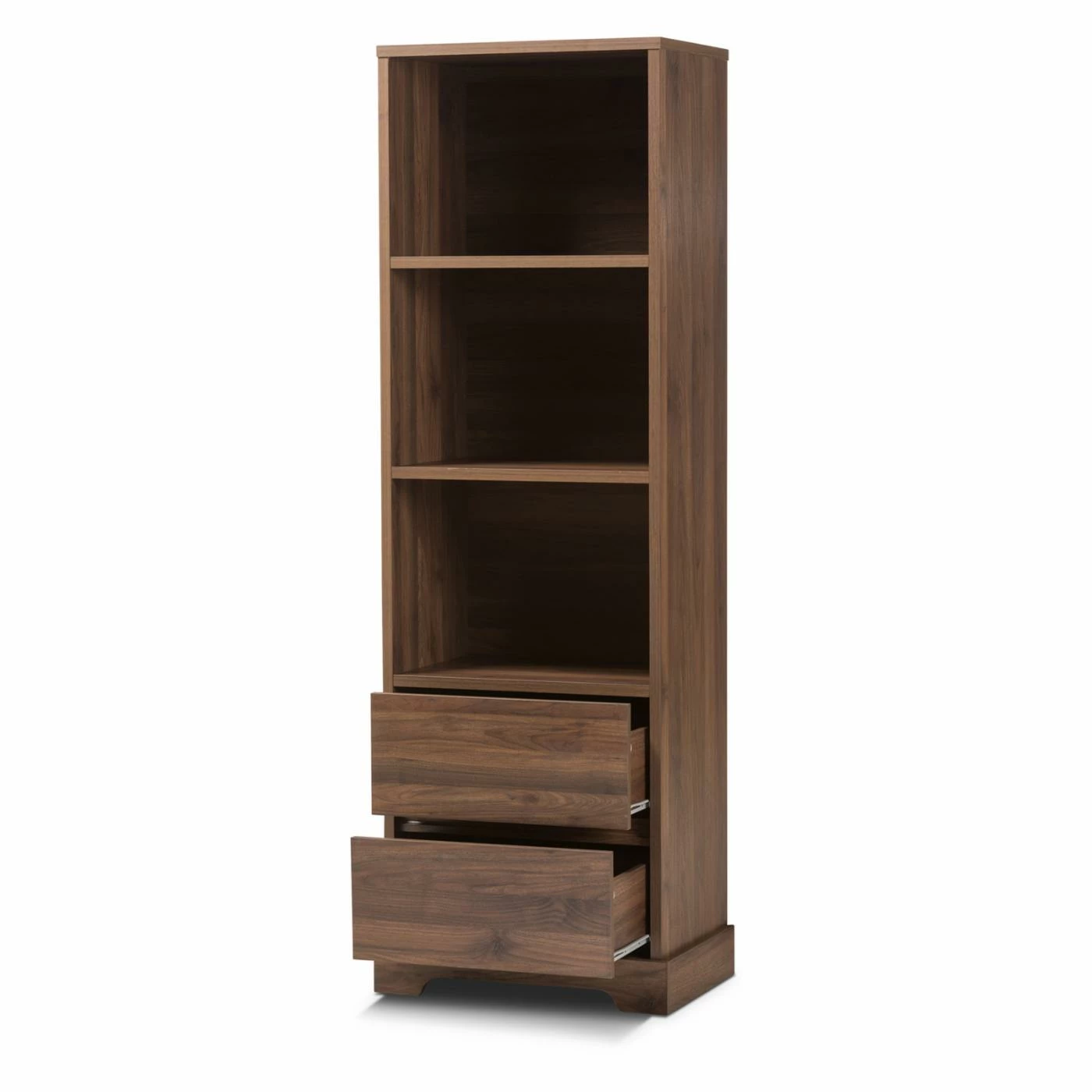 Hot Sale π― Standard HN Home Tacoma Transitional Walnut Brown Finished Wood 2 Drawer Bookcase π₯ - Image 3