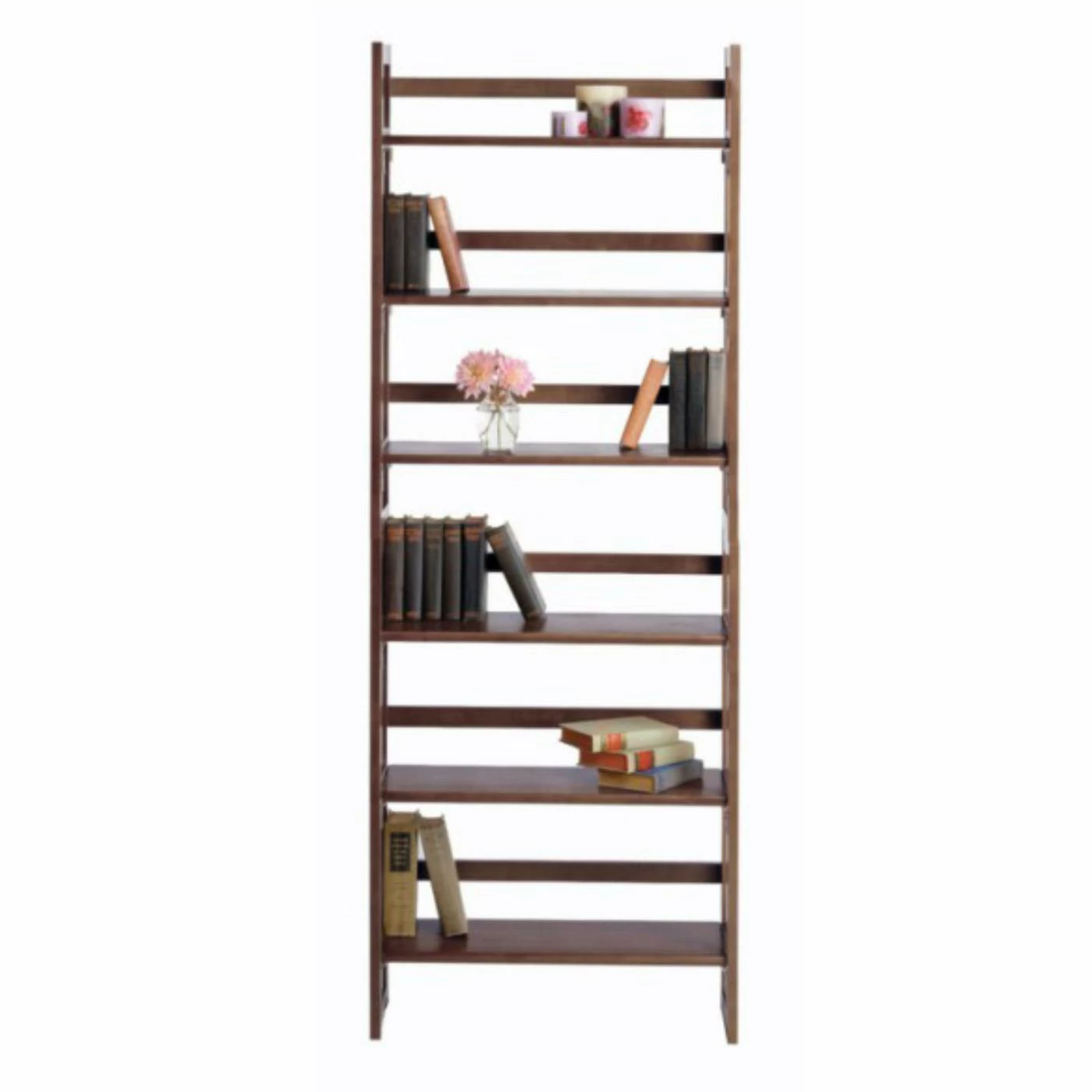Best Sale π Winsome Decorative 3 Shelf Stackable Folding Bookcase – Walnut π - Image 3