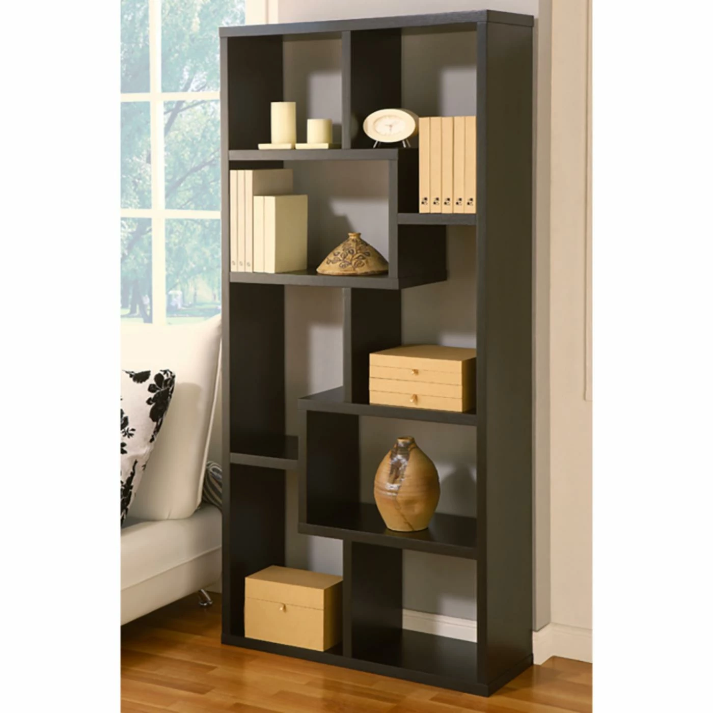 Deals π Decorative Furniture Of America Verena Contoured Leveled Display Cabinet/ Bookcase - Black π - Image 2