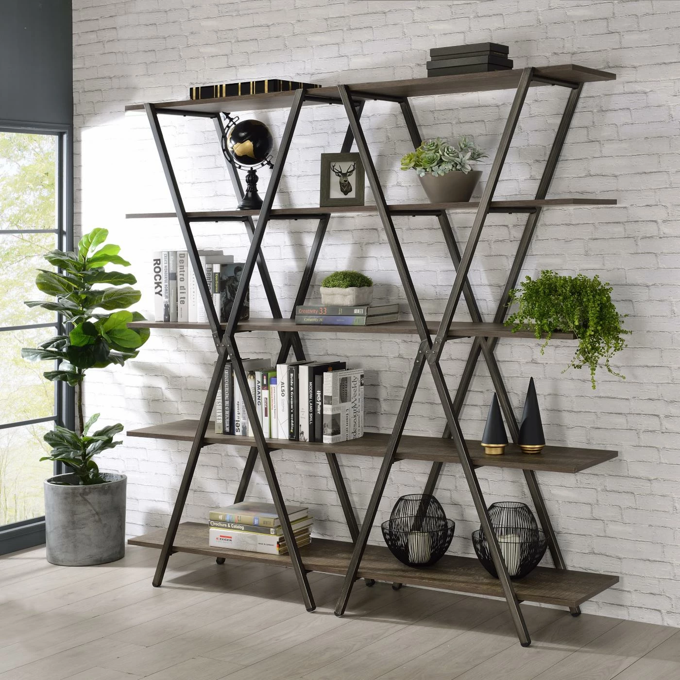 Wholesale π€© Standard Furniture Of America Lochloman X-frame Metal 5-Shelf Bookcase π₯ - Image 2