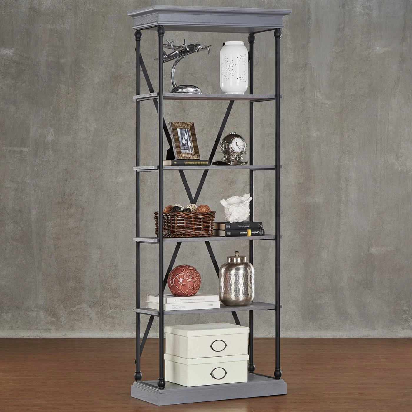 Discount π₯ Decorative Weston Home Oak Driftwood Shelving Bookcase π - Image 2