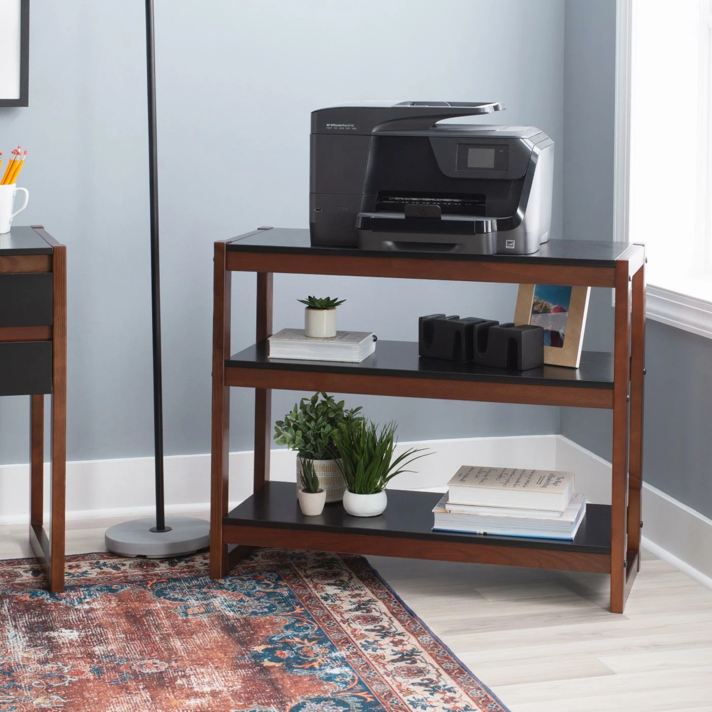 Deals π Standard Linon Charles 3-Shelf Bookcase - Black/Walnut π― - Image 2