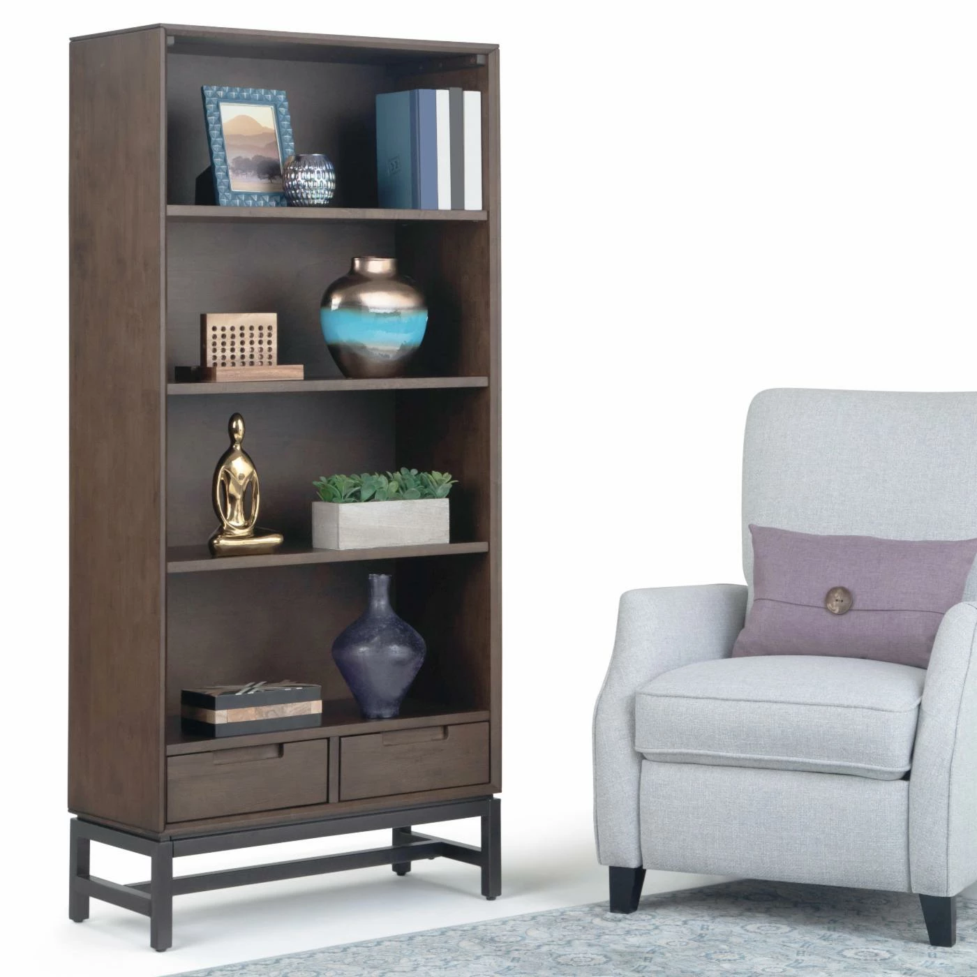 Top 10 π Brooklyn & Max Standard Brooklyn + Max Argyle Mid Century Bookcase - Walnut Brown π - Image 2