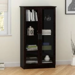 Buy 😀 Decorative Ameriwood Home Quinton Point Glass Door Bookcase 🥰