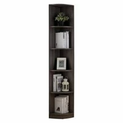 Buy π₯ Benzara Wood Corner Display Bookcase - Brown βοΈ