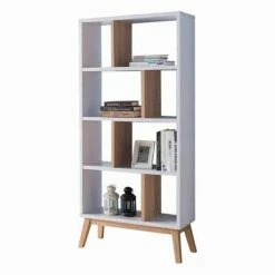 Promo 😍 Benzara Modern Wood Etagere Bookcase - White/Natural 🎁