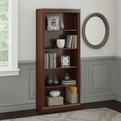 Budget ✨ Bush Furniture Standard Bush Saratoga Bookcase - Harvest Cherry 🔥