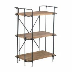 Buy ⭐ Best Selling Home Etagere Yorktown Industrial Antique Iron And Wood Bookcase 🔥