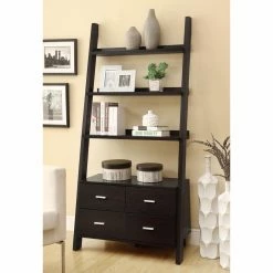 Wholesale ✔️ Leaning & Ladder Coaster Furniture Ladder Bookcase With 4 Drawers 🧨