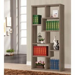 Best Sale 👍 Modular Coaster Furniture Weathered Gray Bookcase 😀