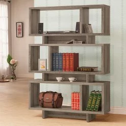 New 👏 Decorative Coaster Furniture Weathered Gray 3-Tier Bookcase ✨