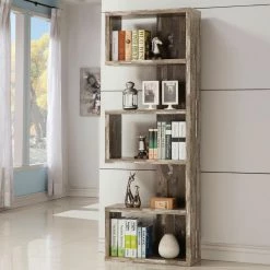 Best Sale 😀 Decorative Coaster Furniture Salvaged Cabin E-Shaped Bookcase 👍