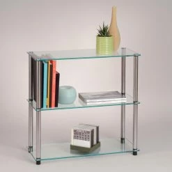 Flash Sale 😍 Decorative Convenience Concepts Classic Glass 3-Shelf Bookcase ⭐