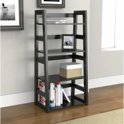 Flash Sale ⌛ Leaning & Ladder Convenience Concepts Trestle Bookcase - Black ⌛