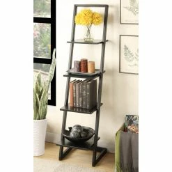 New 🎉 Leaning & Ladder Convenience Concepts 4 Tier Ladder Bookshelf - Black ✨