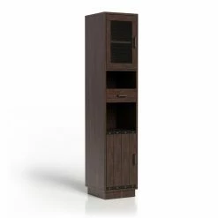 Best Pirce 👏 Standard Furniture Of America Ellis Industrial Rustic Multimedia Storage Tower Shelf - Vintage Walnut 👏