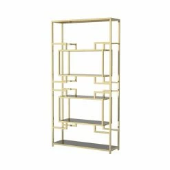 Coupon 🔔 Standard Furniture Of America Emison Contemporary 5-Shelf Bookcase - Brass ⌛