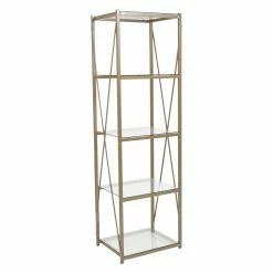 Flash Sale 🎁 Decorative Flash Furniture Mar Vista Glass Storage Shelf Display With Matte Gold Frame 🌟