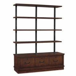 Brand new 🌟 Library & Wall Hooker Furniture Palisade Bookcase With Filing Drawers - Brown 💯