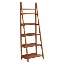 Best Sale 💯 Leaning & Ladder Linon Charlotte Bookcase - Warm Brown ⭐