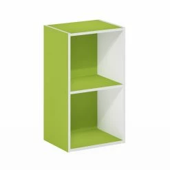 Brand new 👏 Standard Furinno Pasir 2-Tier Open Shelf Bookcase, Green/White 🔥