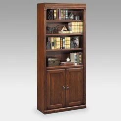 Best Pirce π Decorative Martin Furniture Huntington Oxford Wood Bookcase With Doors - Burnished Brown π